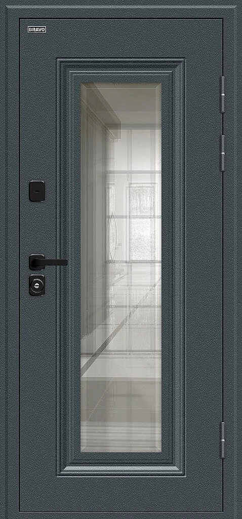 Входная дверь Thermo Шелл СД/SBlack Старк антрацит/White Sand BR6419 внешняя сторона